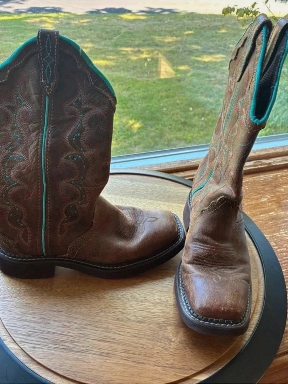Justin Gypsy Raya Brown Leather Women’s Western Boots with Turquoise 6.5 b